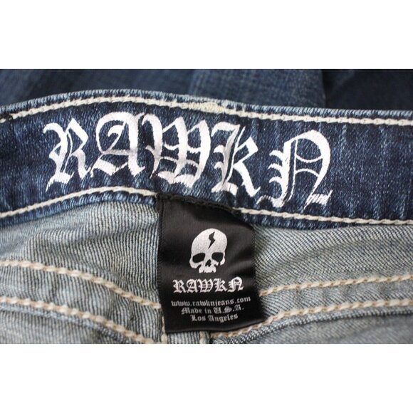 Rawkn Womens 27 x 34 Swavorski Studded Skull Y2K Style Straight Jeans NEW M1032 - Picture 7 of 8